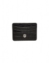 Tardini black waxed alligator leather cards-holder shop online wallets
