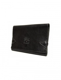 Il Bisonte black leather wallet with elastic band closure buy online