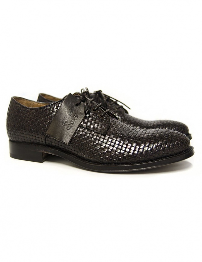 Scarpa Shoto in pelle intrecciata marrone scuro 7587 INTR T MORO calzature uomo online shopping