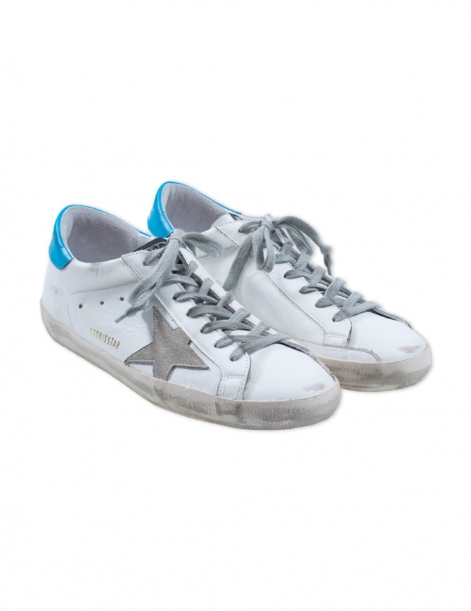Golden Goose Superstar sneaker in white and ice blue G32WS590.E84 WHITE BLUE Golden Goose Superstar sneaker in white and ice blue G32WS590.E84 WHITE BLUE mens shoes online shopping