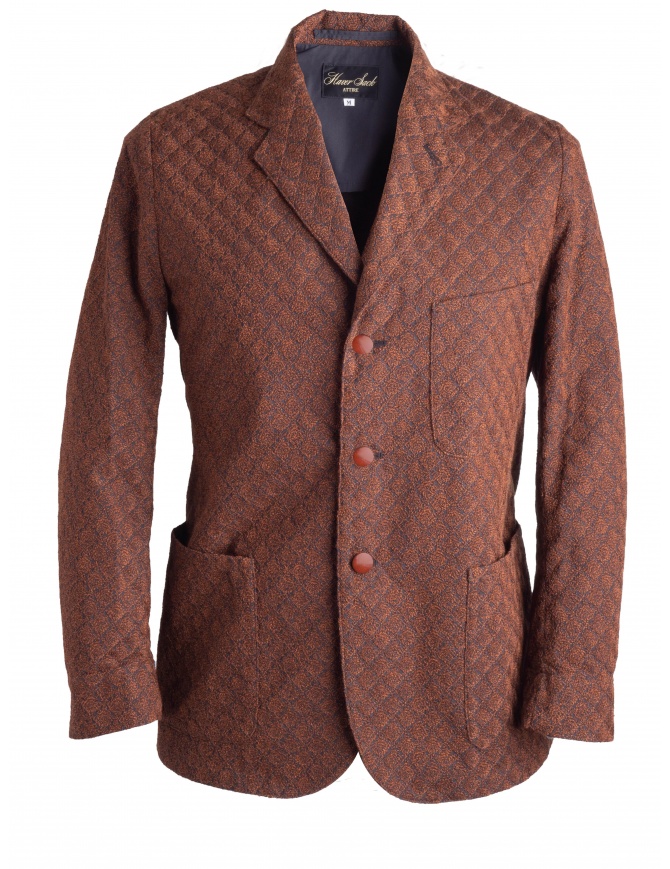 Giacca marrone Haversack con rombi in rilievo 871808/34 JACKET giacche uomo online shopping