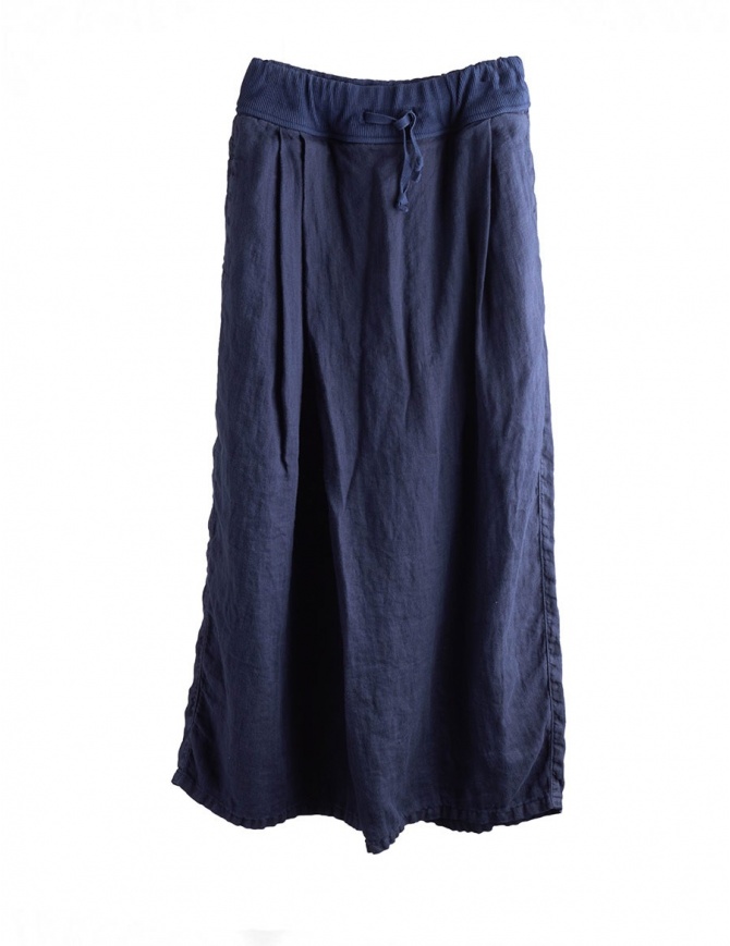 Kapital Wide Trousers in Navy Blue Linen EK-597