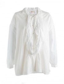 Camicia bianca Kapital con rouches K1710LS177 WHITE SHIRT
