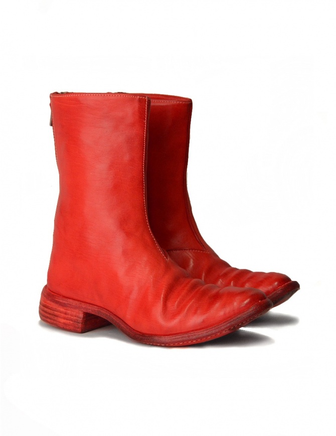 red leather booties zipper