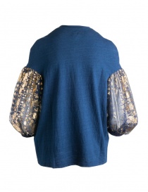 Maglia Kapital blu con maniche a sbuffo in tulle