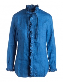 Womens shirts online: Kapital indigo shirt with ruffles