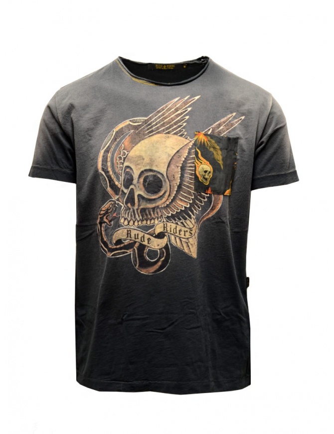 Rude Riders Black T-Shirt with Golden Winged Skull