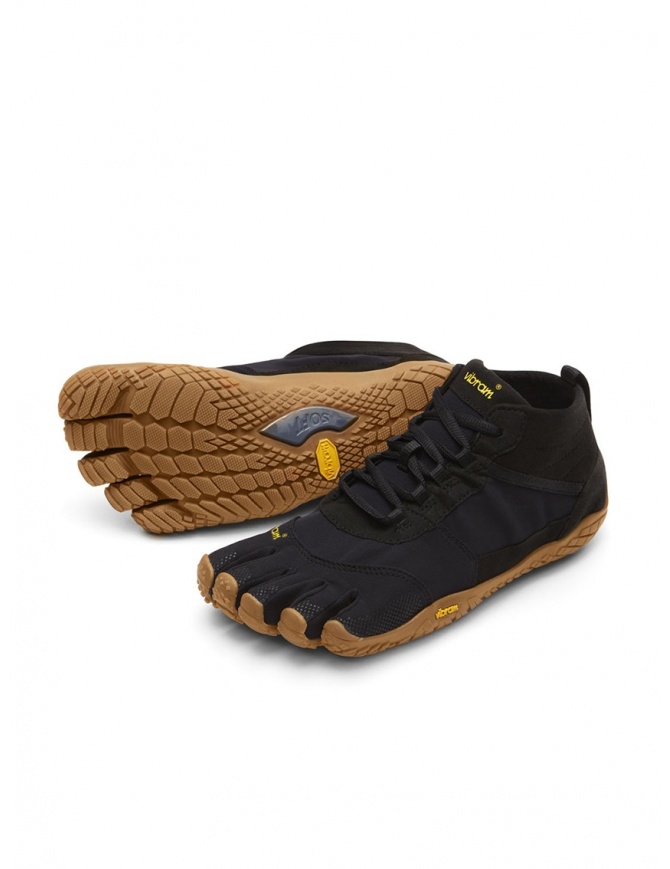Vibram Fivefingers black shoes brown sole 18M-W7401 V-TREK FIVEFINGERS