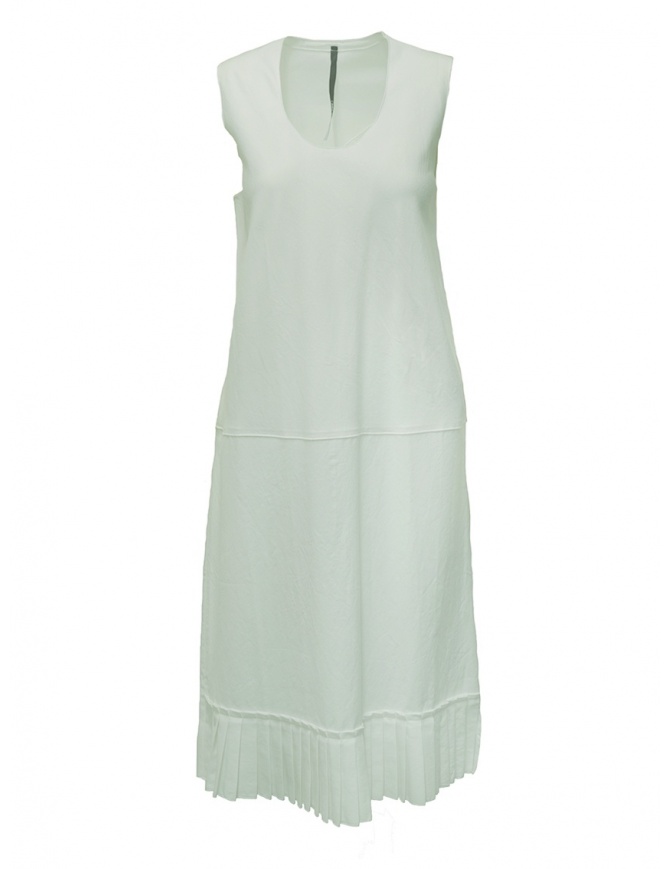 Sara Lanzi Sleeveless White Dress with Plissé Bottom