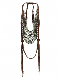 Share-Spirit necklace in suede and green pearls TOP DARK BROWN FA 432 order online