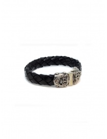 ElfCraft bracelet black leather facetted shield
