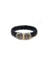 ElfCraft bracelet black leather facetted shield buy online 219.04.52.13FAC+MET