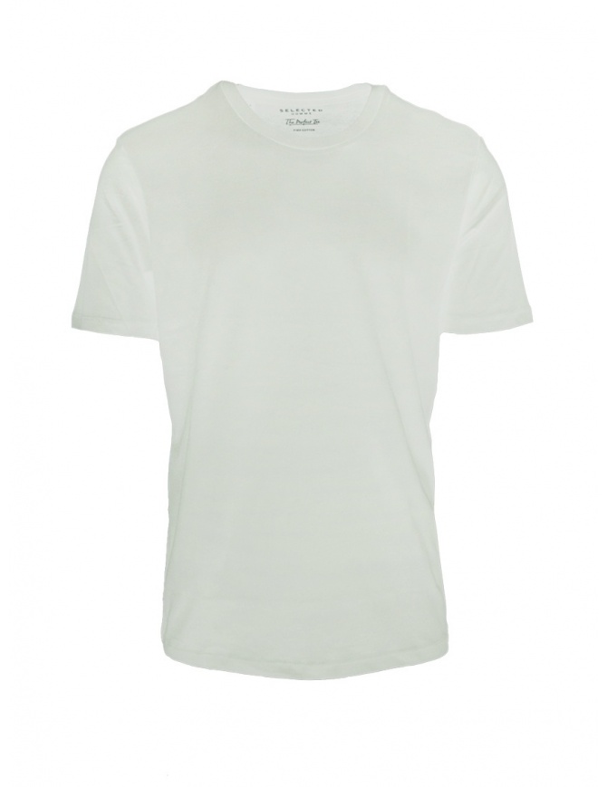 T-shirt Selected Homme bianco luminoso liscia 16057141 BRIGHT WHITE t shirt uomo online shopping