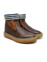 Kapital brown leather ankle boots with blue and white stripes buy online EK 12 BROWN