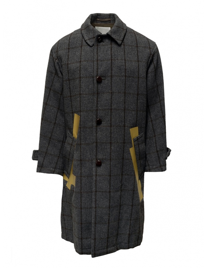 Cappotto Kolor grigio a quadri con bande dorate 19WCM-C03103 GRAY CHECK cappotti uomo online shopping