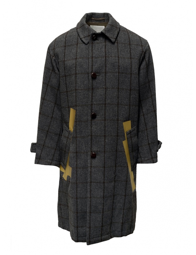 Kolor grey plaid coat with golden pockets for man