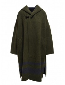 Plantation green-blue reversible poncho coat online