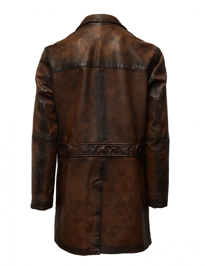 Led Zeppelin John Varvatos brown leather long jacket