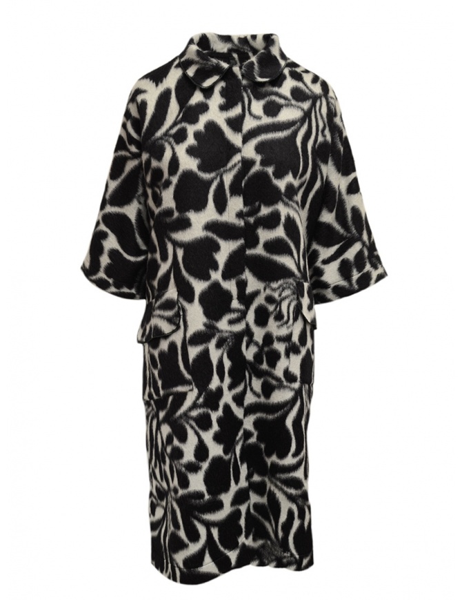 Sara Lanzi cappotto bianco a fiori neri 02CWV191 FLOWERED cappotti donna online shopping