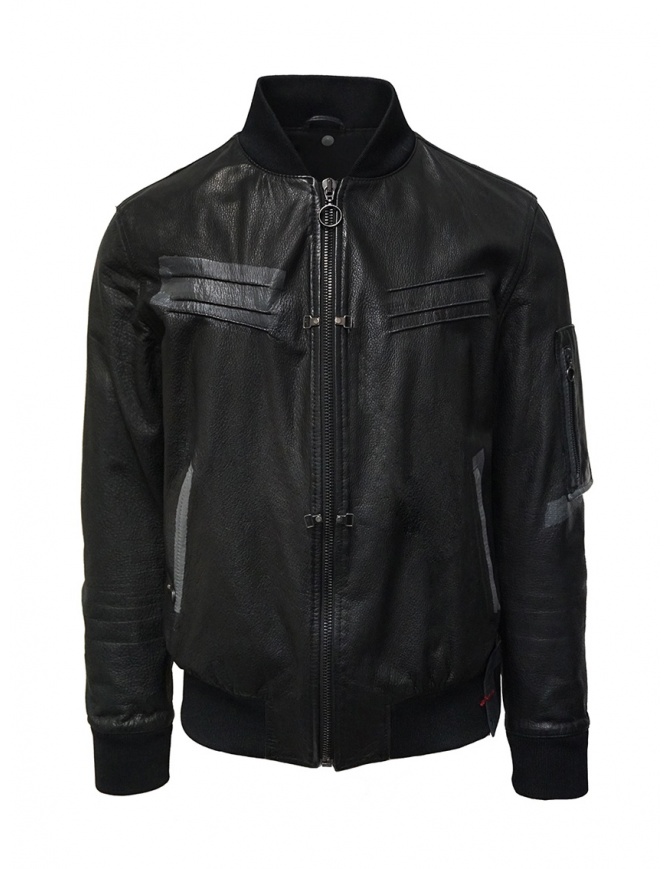 DDP Iconic Brand black leather bomber jacket with vest