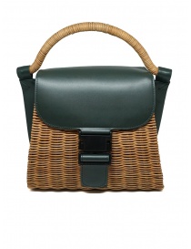 Zucca borsa in vimini ed ecopelle verde ZU07AG125-10 GREEN