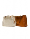 Slow Bono bag in orange leather with linen bag shop online bags
