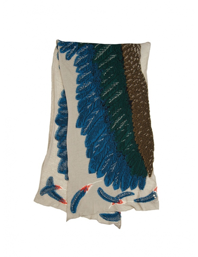Sciarpa Kapital beige con aquila verde e blu K1909XG522 BE sciarpe online shopping