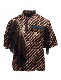 Womens shirts online: Kolor metallic printed shirt with ruffles