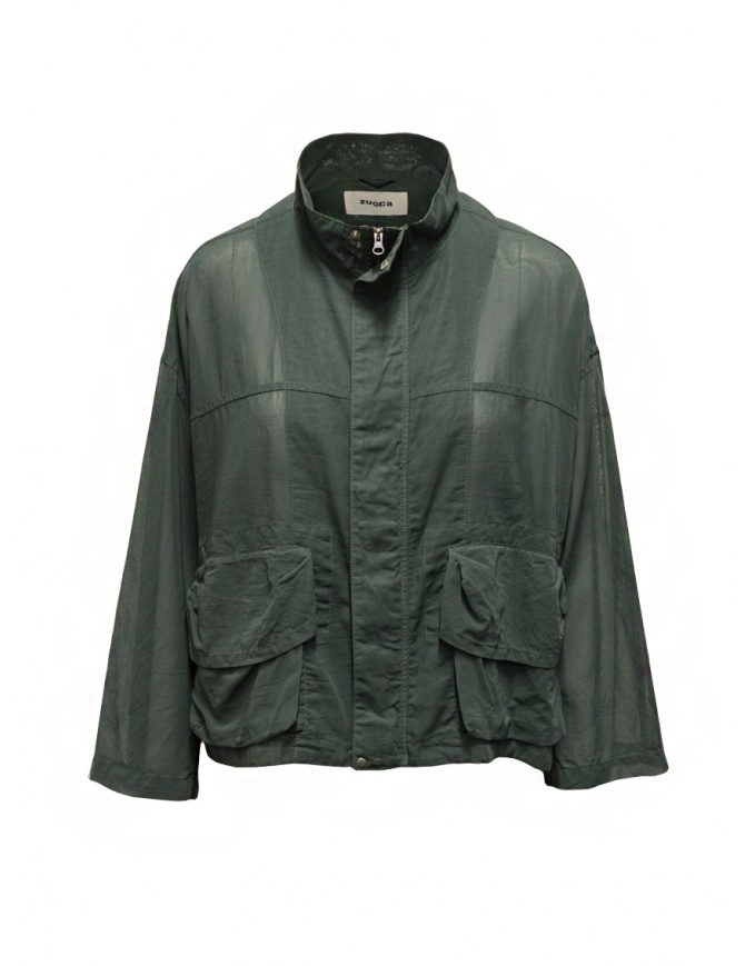 Zucca khaki green jacket in sheer cotton for women