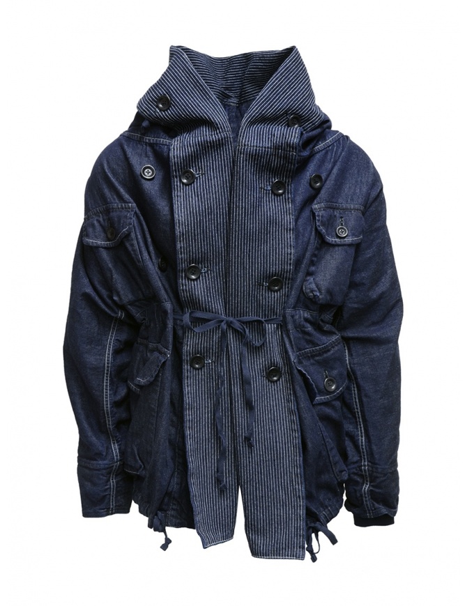 Kapital ring coat in dark blue jeans EK-753 IDG