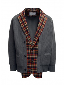 Kolor red and blue checked cardigan jacket 20SCM-J03105 NAVYxRED order online