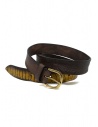 Post&Co TC317 belt in dark brown ostrich leather buy online TC317 TMORO/GIALLO