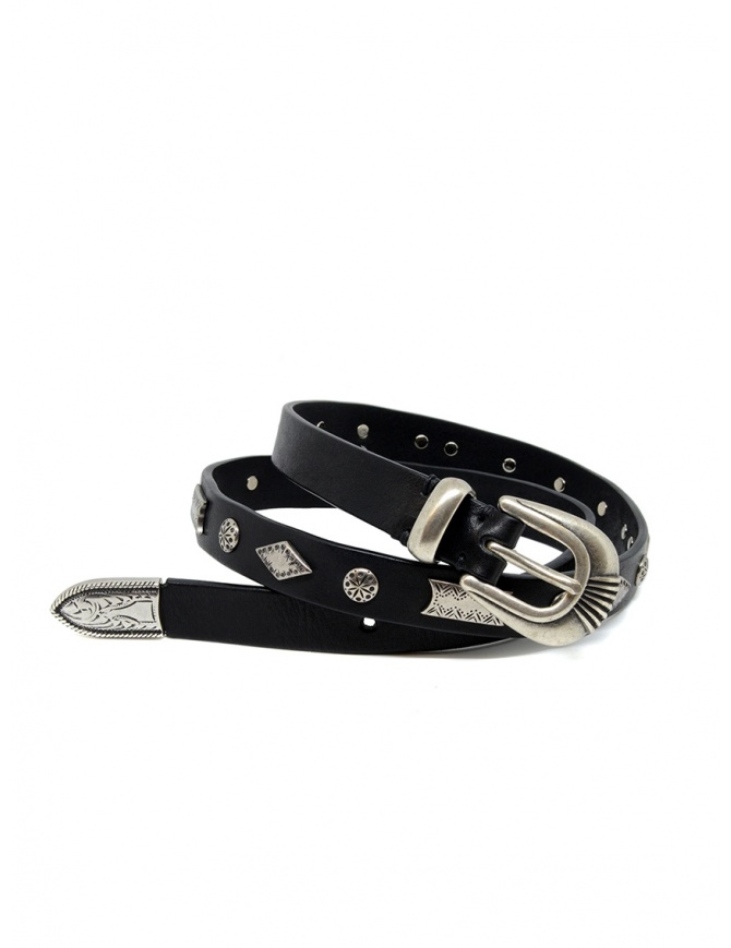 Post&Co 8147 cintura in pelle nera con decorazioni metalliche 8147 NERO cinture online shopping