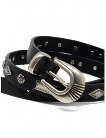 Post&Co 8147 black leather belt with metallic decorations