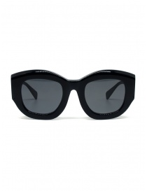 Kuboraum occhiali B5 in acetato nero lucido B5 50-24 BS 2GRAY
