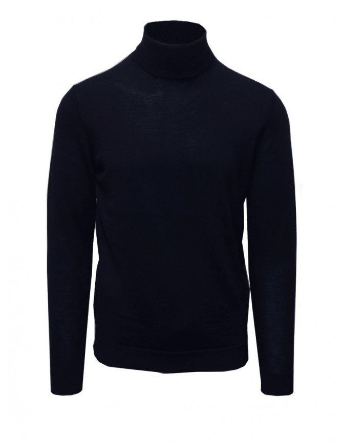 Selected Homme high neck sweater in navy blue merino wool