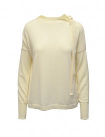 Womens knitwear online: Ma'ry'ya white shirt with ribbons at the neck
