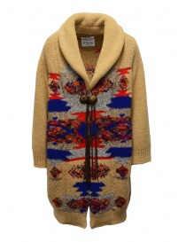 Coohem Maxi geometric cardigan in beige wool online