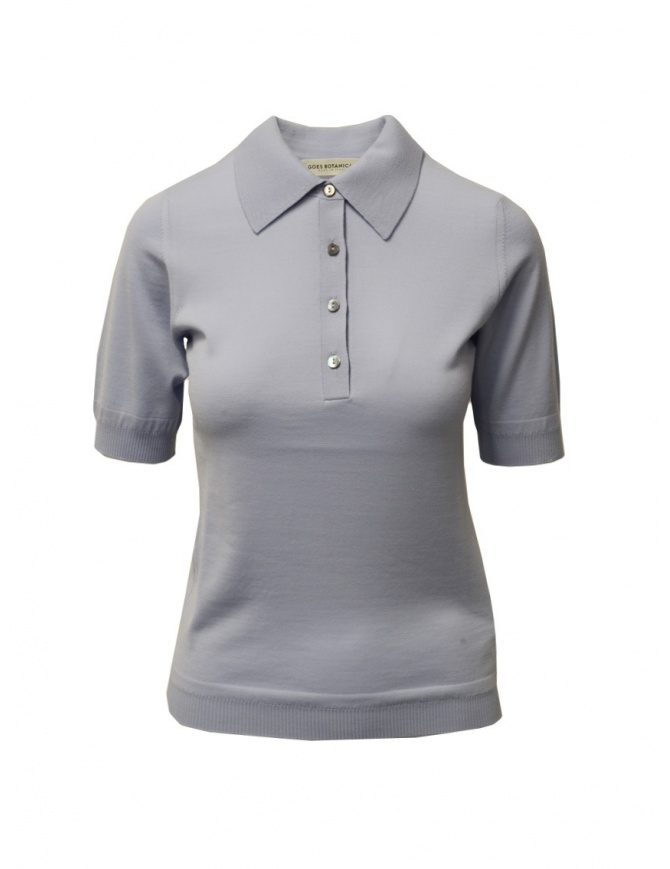 Goes Botanical women's light blue Merino wool polo shirt