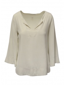 Womens t shirts online: European Culture bell sleeve blouse in light beige