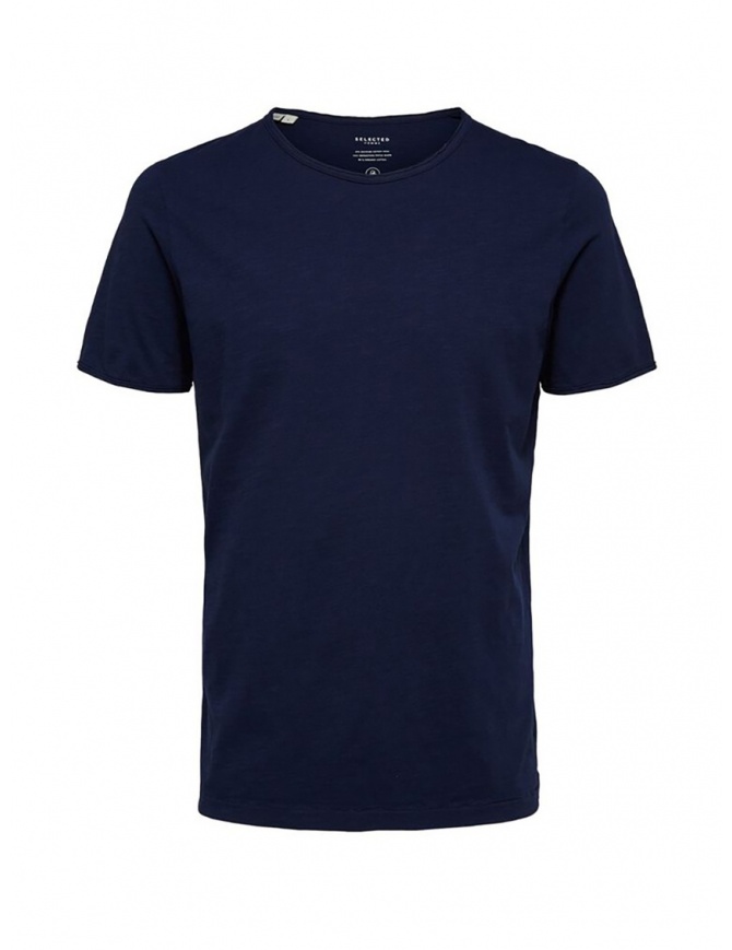 Selected Homme maritime blue t-shirt in organic cotton 16071775 MARITIME BLUE mens t shirts online shopping