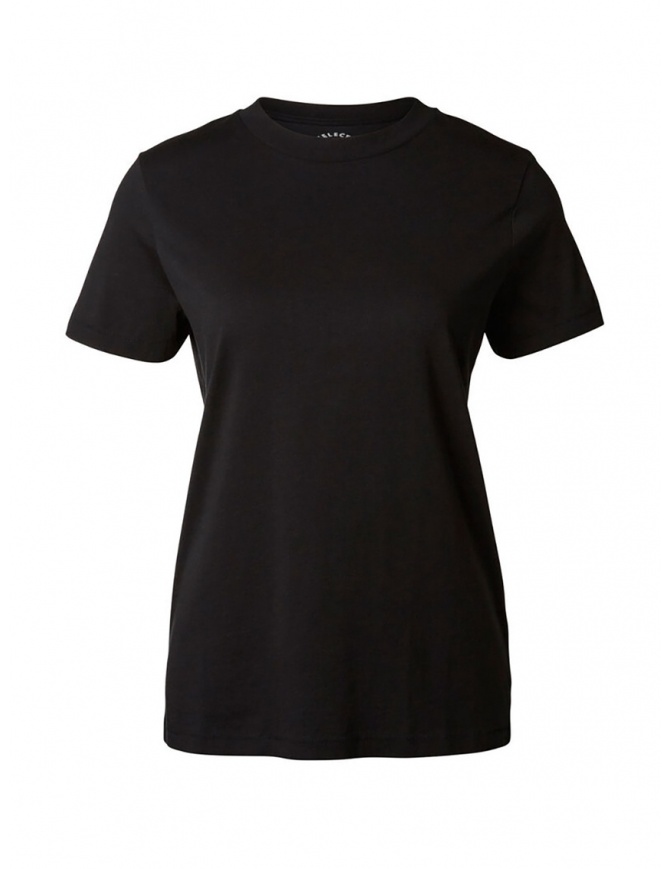 Selected Femme T-shirt nera in cotone Pima 16043884 BLACK