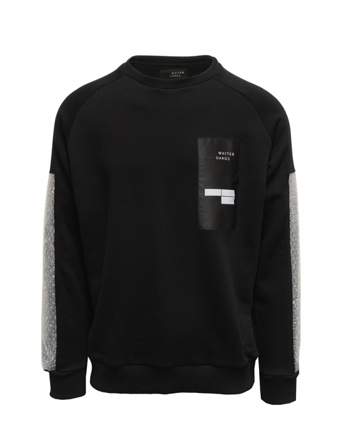 black sweatshirt with bubble wrap sleeves