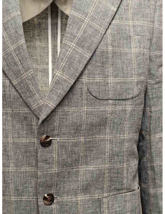 Selected Homme men's grey checked linen blazer