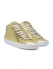 Leather Crown Earth golden high sneakers in leather WLC133 20121 order online