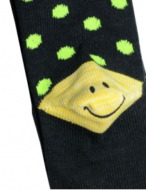 Kapital black socks with green polka dots with smiley heel price