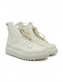 Womens shoes online: BePositive white leather ankle boot with platform and sock