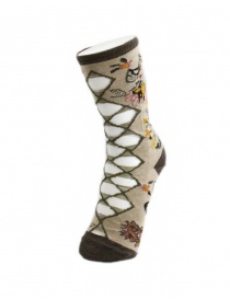 Kapital beige floral socks with transparent rhombus socks buy online