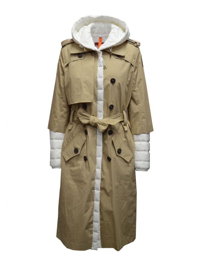 Parajumpers Ronney white and cappuccino quilted trench coat PWJCKOS32 RONNEY CAPPUCCINO 509