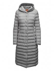 Womens jackets online: Parajumpers Omega long down jacket in grey